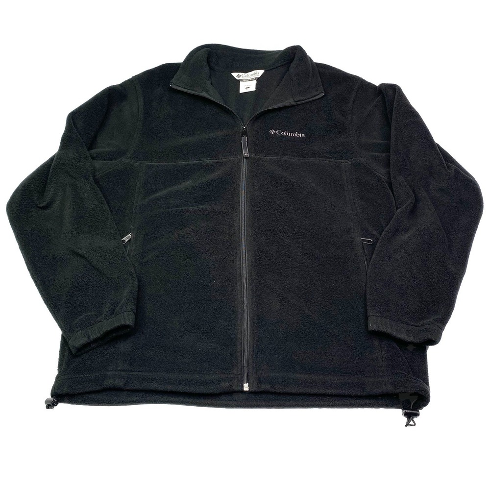 Columbia Mens Full Zip Fleece Jacket Black Large Mock Neck Outdoor Sweater
